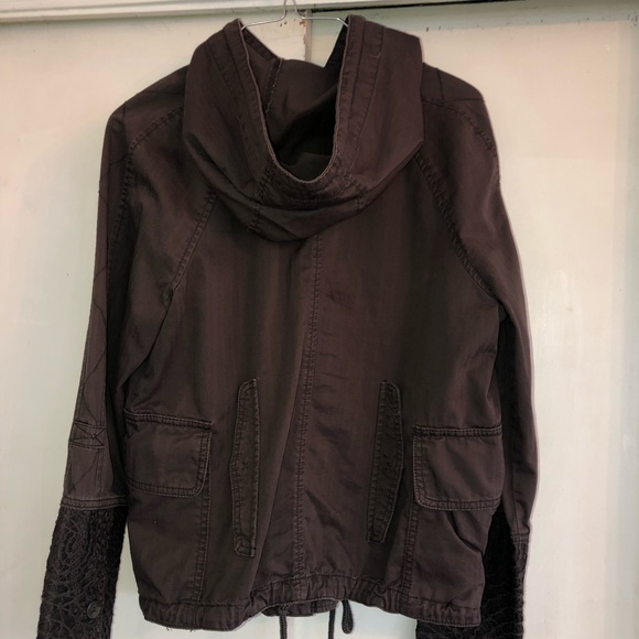 Anthropologie HEI HEI Cotton Utility Hoodie Jacket Crochet Detail Small NWOT - Picture 4 of 9